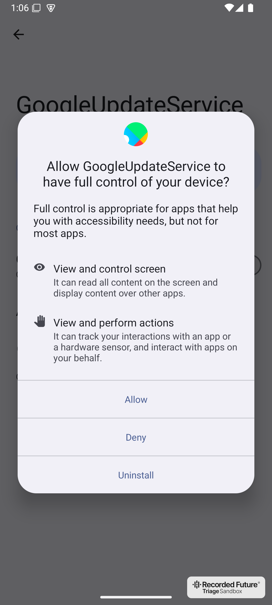 The full control dialog
