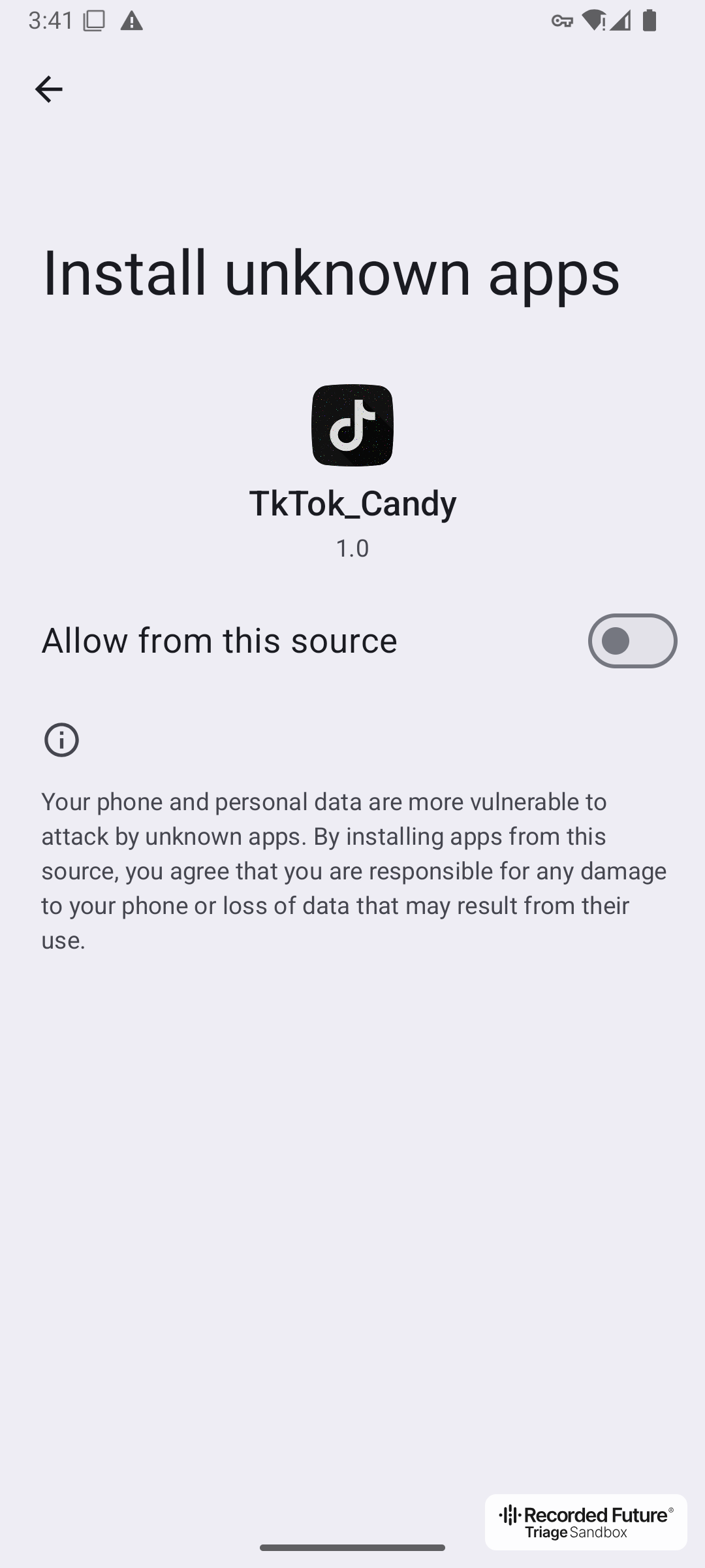 The Install unknown apps settings page